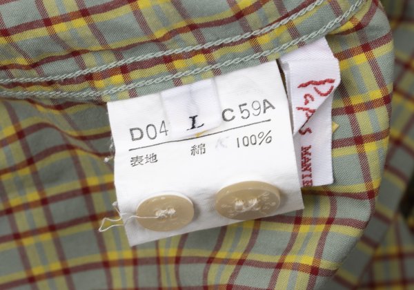 Papas Blue Plaid Cotton Short Sleeve Shirt Size L