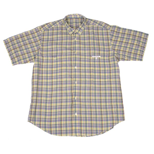 Papas Yellow Multi Plaid Cotton Short Sleeve Shirt Size L