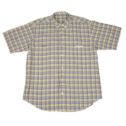 Papas Yellow Multi Plaid Cotton Short Sleeve Shirt Size L