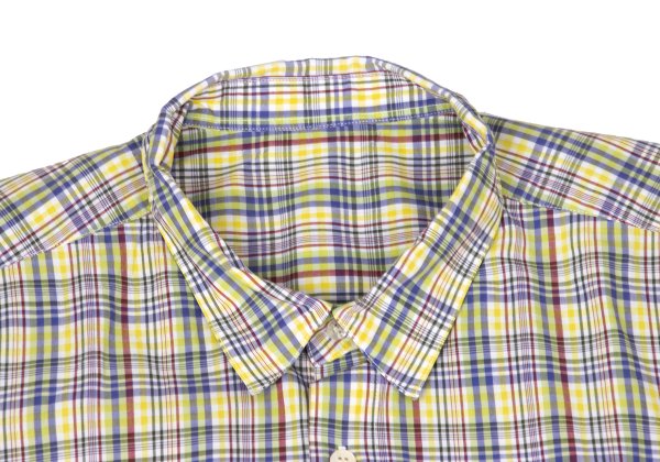 Papas Yellow Multi Plaid Cotton Short Sleeve Shirt Size L