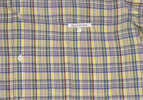 Papas Yellow Multi Plaid Cotton Short Sleeve Shirt Size L