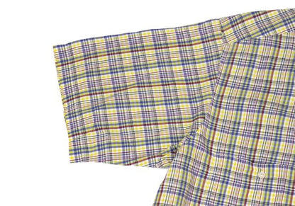 Papas Yellow Multi Plaid Cotton Short Sleeve Shirt Size L