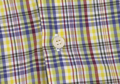 Papas Yellow Multi Plaid Cotton Short Sleeve Shirt Size L