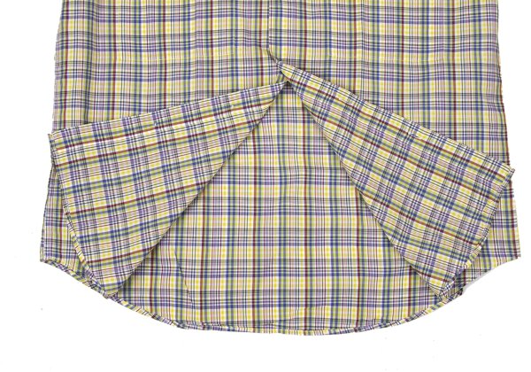 Papas Yellow Multi Plaid Cotton Short Sleeve Shirt Size L