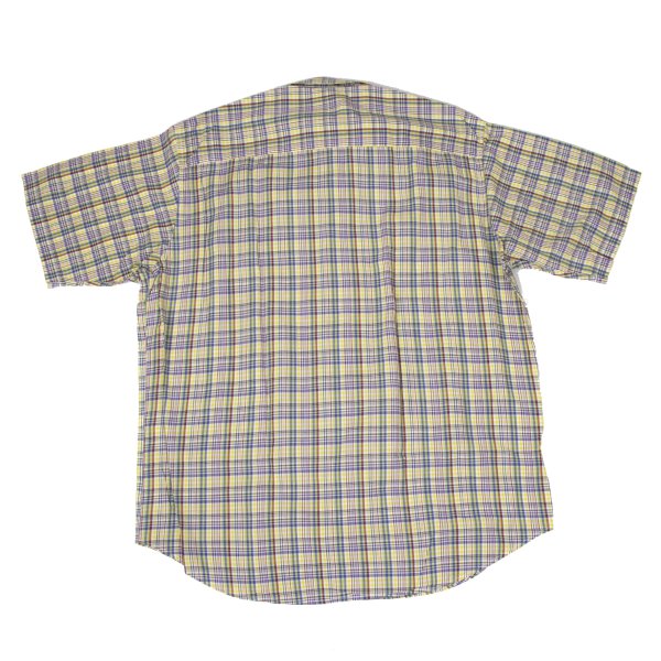 Papas Yellow Multi Plaid Cotton Short Sleeve Shirt Size L