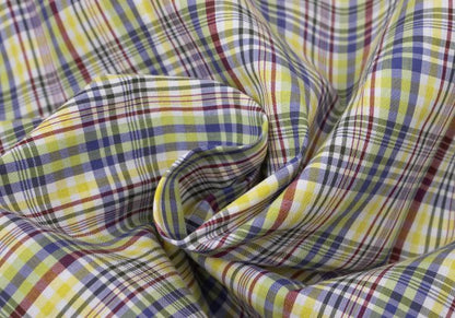 Papas Yellow Multi Plaid Cotton Short Sleeve Shirt Size L
