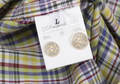 Papas Yellow Multi Plaid Cotton Short Sleeve Shirt Size L