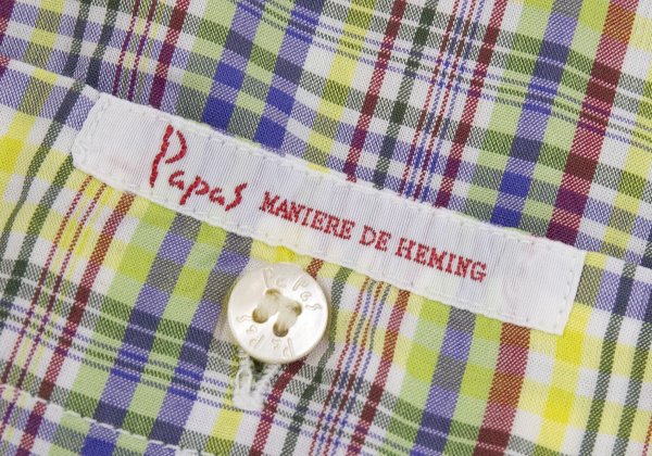 Papas Yellow Multi Plaid Cotton Short Sleeve Shirt Size L