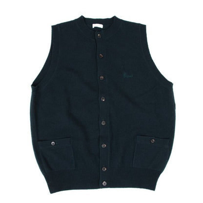 Papas Wool Cashmere Embroidered Logo Knit Vest Navy Size L