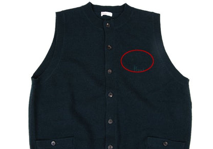 Papas Wool Cashmere Embroidered Logo Knit Vest Navy Size L
