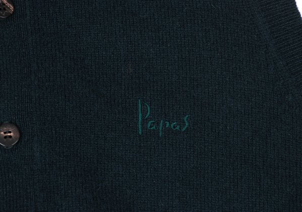 Papas Wool Cashmere Embroidered Logo Knit Vest Navy Size L