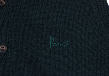 Papas Wool Cashmere Embroidered Logo Knit Vest Navy Size L