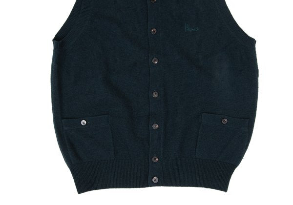 Papas Wool Cashmere Embroidered Logo Knit Vest Navy Size L