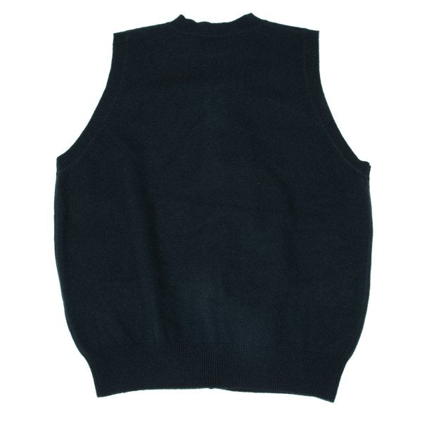 Papas Wool Cashmere Embroidered Logo Knit Vest Navy Size L