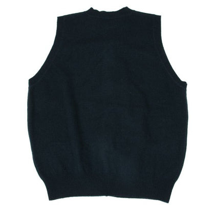 Papas Wool Cashmere Embroidered Logo Knit Vest Navy Size L