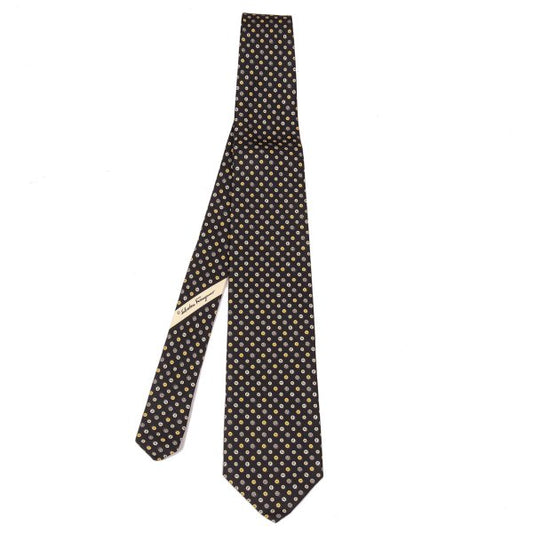 Salvatore Ferragamo Black All-Over Button Pattern Silk Tie