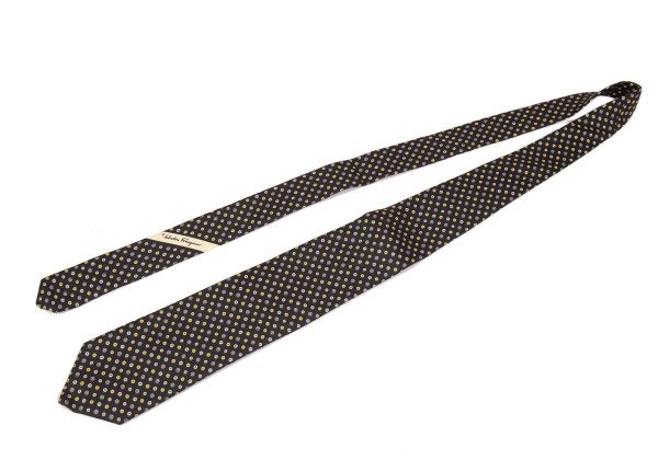 Salvatore Ferragamo Black All-Over Button Pattern Silk Tie