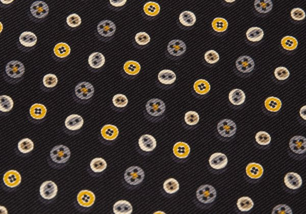 Salvatore Ferragamo Black All-Over Button Pattern Silk Tie