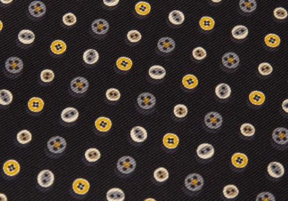 Salvatore Ferragamo Black All-Over Button Pattern Silk Tie