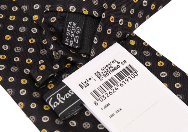 Salvatore Ferragamo Black All-Over Button Pattern Silk Tie