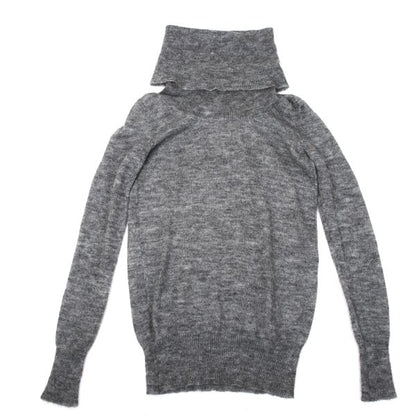 L'EQUIPE YOSHIE INABA Drape Neck Brushed Sweater Gray Size M