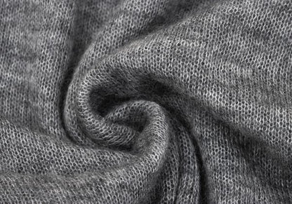 L'EQUIPE YOSHIE INABA Drape Neck Brushed Sweater Gray Size M