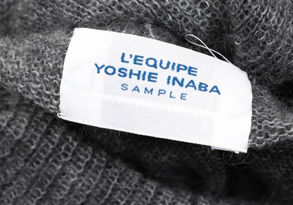 L'EQUIPE YOSHIE INABA Drape Neck Brushed Sweater Gray Size M