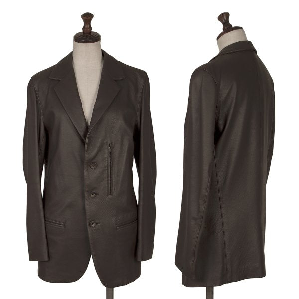 Y's Dark Brown Deerskin Zip Pocket Jacket Size 3