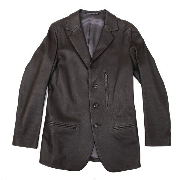 Y's Dark Brown Deerskin Zip Pocket Jacket Size 3