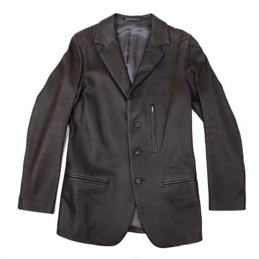 Y's Dark Brown Deerskin Zip Pocket Jacket Size 3