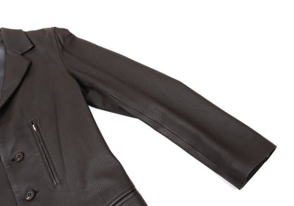 Y's Dark Brown Deerskin Zip Pocket Jacket Size 3