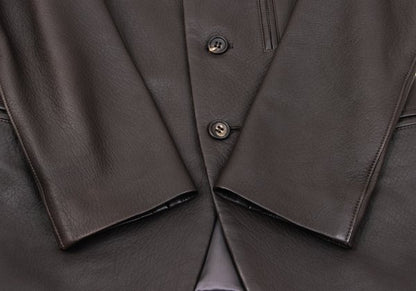 Y's Dark Brown Deerskin Zip Pocket Jacket Size 3