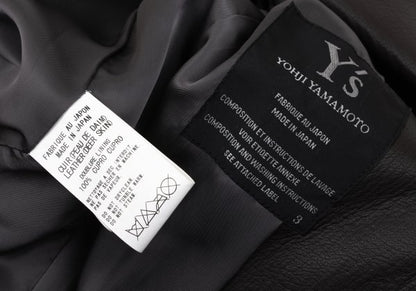 Y's Dark Brown Deerskin Zip Pocket Jacket Size 3