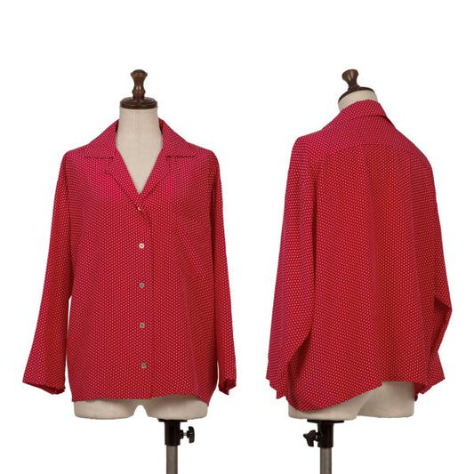 MARGARET HOWELL Silk Dot Print Open Button-Up Red Size 2