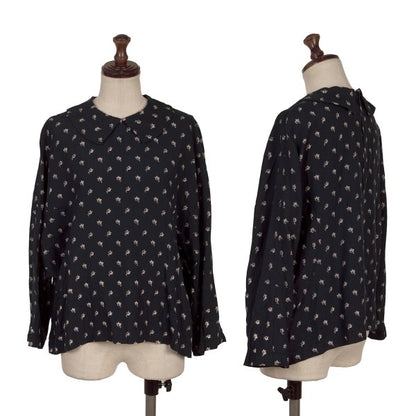 COMME des GARCONS Patterned Dolman Blouse Navy Beige Size S