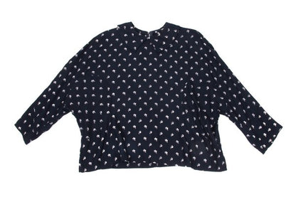 COMME des GARCONS Patterned Dolman Blouse Navy Beige Size S