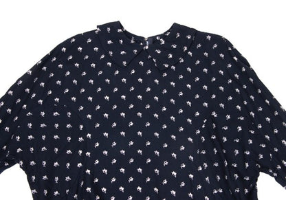 COMME des GARCONS Patterned Dolman Blouse Navy Beige Size S