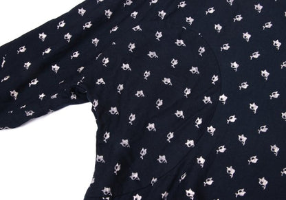 COMME des GARCONS Patterned Dolman Blouse Navy Beige Size S