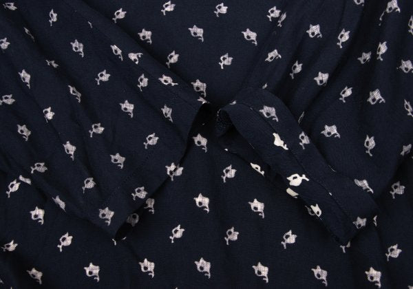 COMME des GARCONS Patterned Dolman Blouse Navy Beige Size S