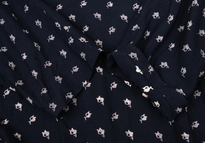 COMME des GARCONS Patterned Dolman Blouse Navy Beige Size S