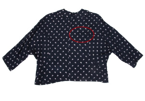 COMME des GARCONS Patterned Dolman Blouse Navy Beige Size S