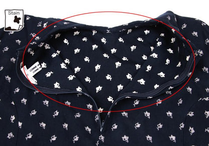 COMME des GARCONS Patterned Dolman Blouse Navy Beige Size S