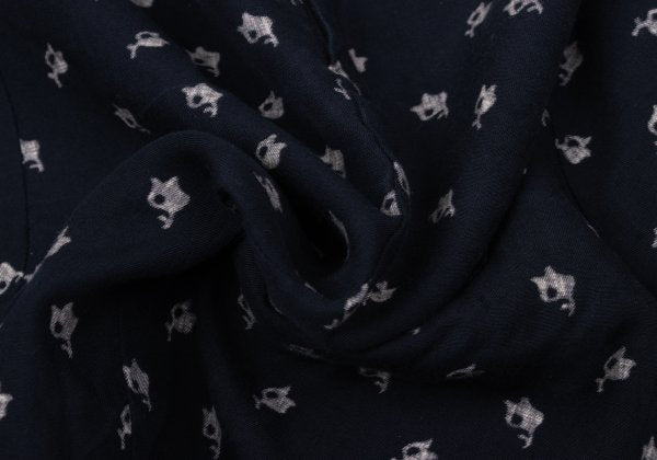 COMME des GARCONS Patterned Dolman Blouse Navy Beige Size S
