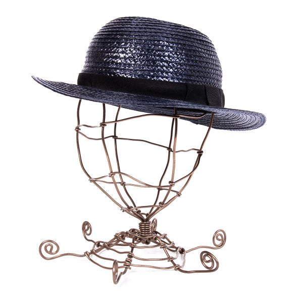 Y's Coated Bowler Straw Hat Navy