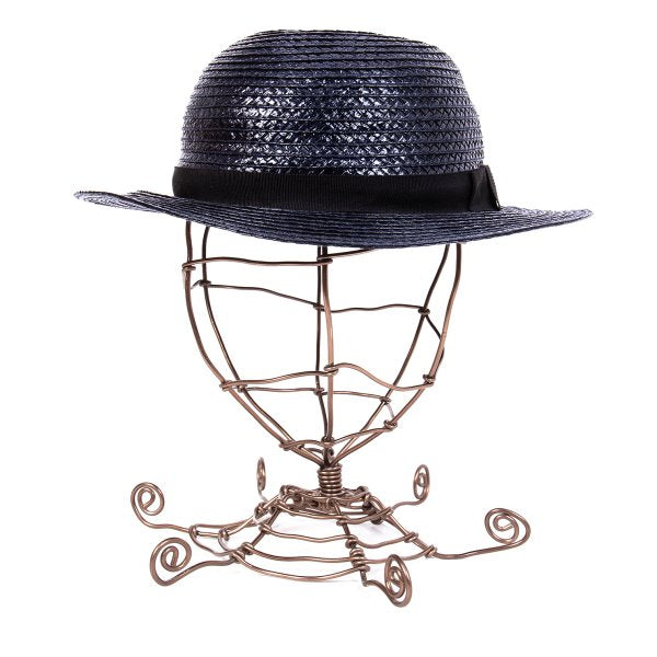 Y's Coated Bowler Straw Hat Navy