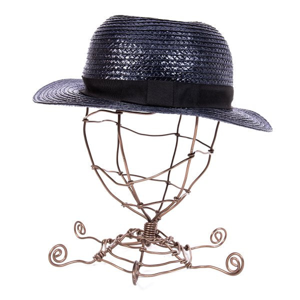 Y's Coated Bowler Straw Hat Navy