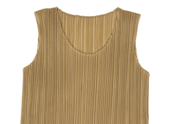PLEATS PLEASE Pleated Sleeveless Dress Beige Size 1