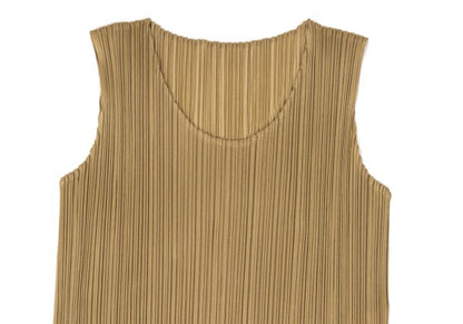 PLEATS PLEASE Pleated Sleeveless Dress Beige Size 1