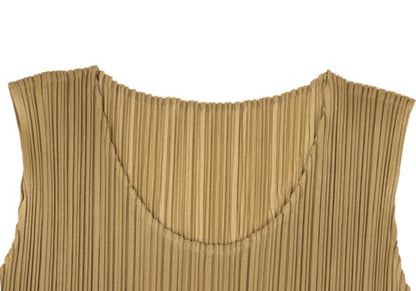 PLEATS PLEASE Pleated Sleeveless Dress Beige Size 1