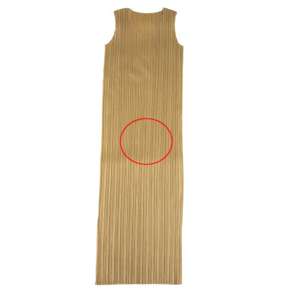 PLEATS PLEASE Pleated Sleeveless Dress Beige Size 1